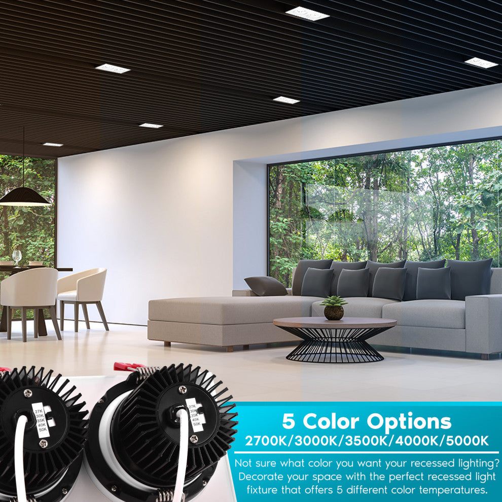 Double Head Adjustable LED Recessed Light 24W 5 Color Options 1400 Lumens