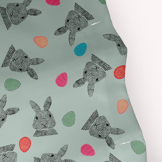 70"Wx73"L Bunnies and Eggs Shower Curtain, Breezeway Green
