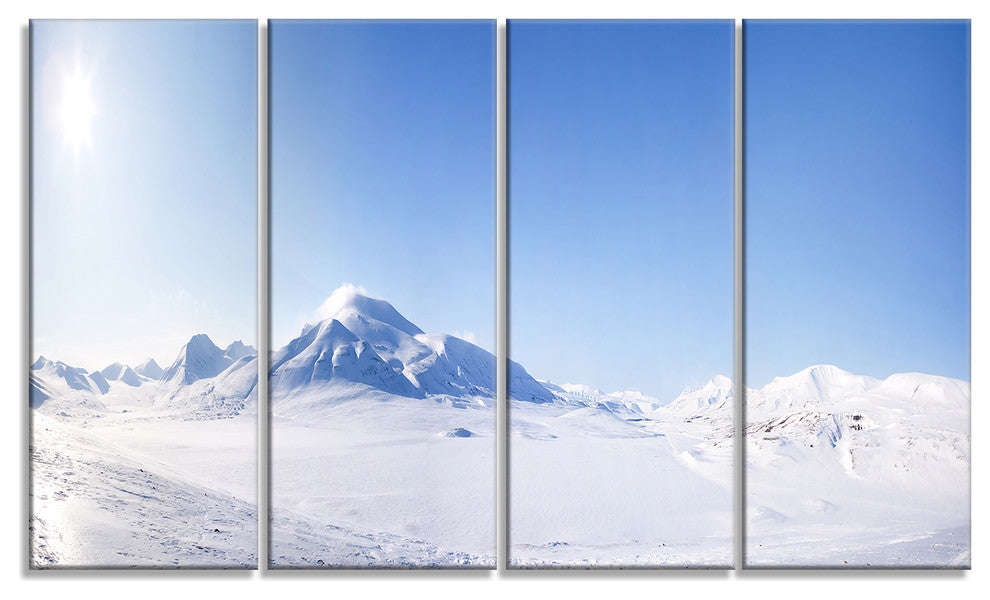 Vacant Winter Land Panorama, Landscape Canvas Art Print, 48"x28", 4 Panels