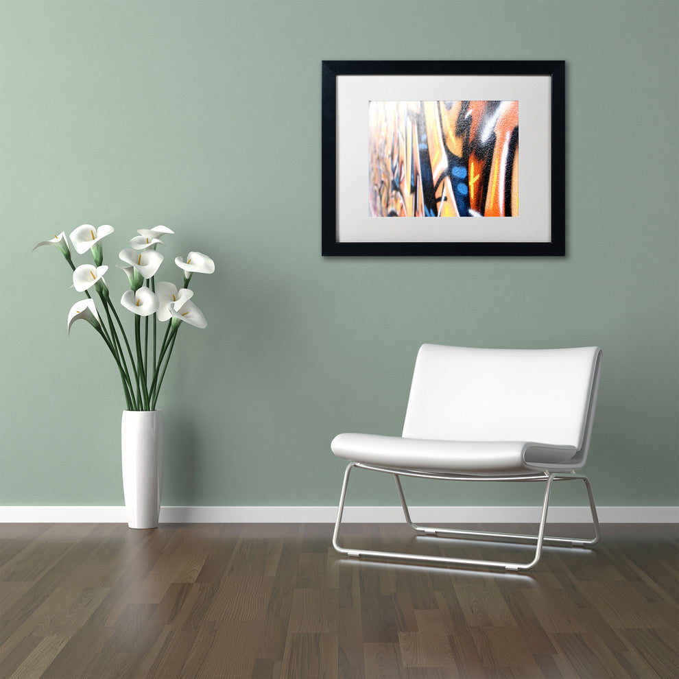 "Graffiti" Framed Art by Yale Gurney, Black, White, 20"x16"