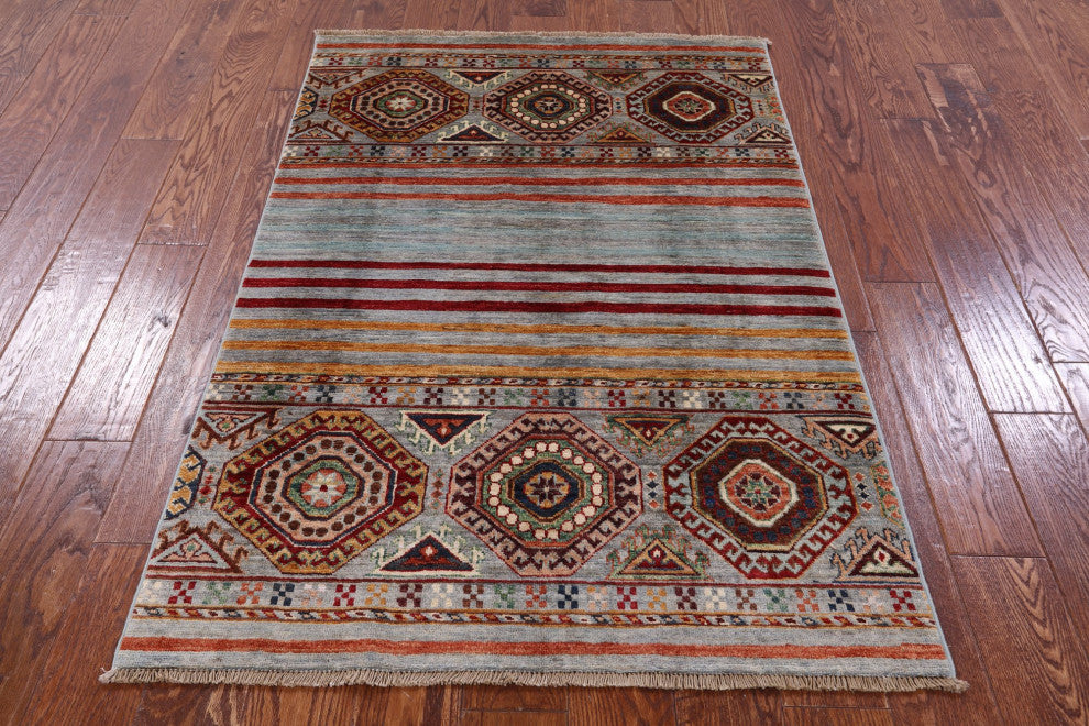 Super Kazak Khorjin Hand Knotted Wool Rug 3' 4" X 4' 10" - Q12316