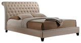 Jazmin Tufted Light Beige Modern Bed With Upholstered Headboard King Size