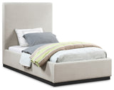 Alfie Linen Textured Fabric Upholstered Bed, Beige, Twin