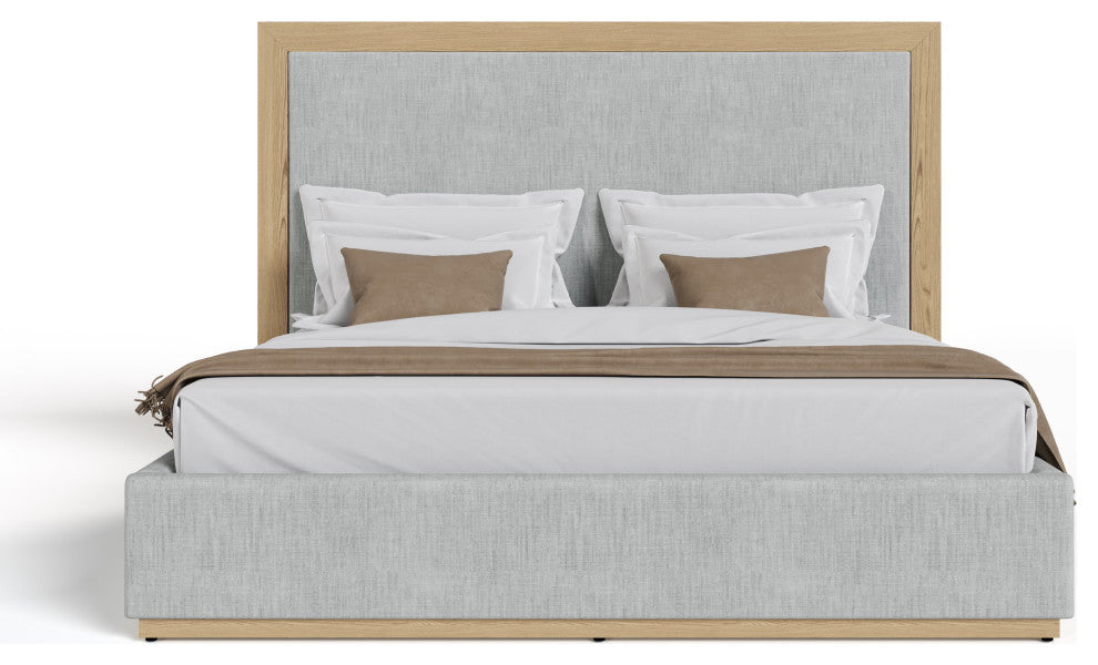 Nova Domus Santa Barbara Modern Grey Fabric + Natural Bed, Queen