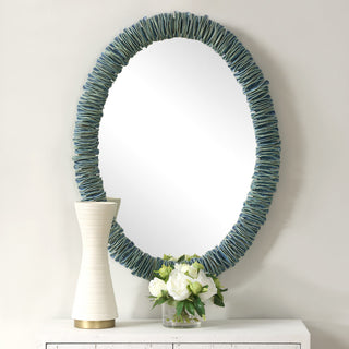 Uttermost Bonaire Teal Blue Oval Mirror