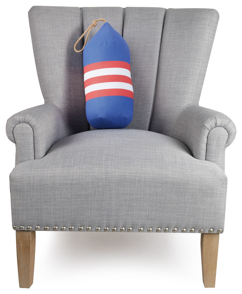 Navy Red Stripe Buoy Shaped Printed Pillow