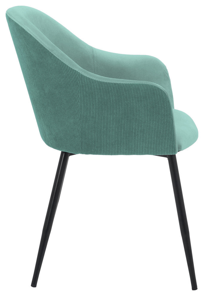 Pixie Fabric Dining Room Chair With Black Metal Legs, Teal
