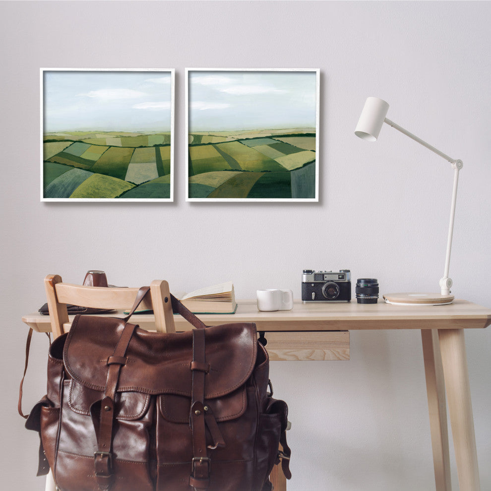 Rolling Hill Farm Crop Landscape Patchwork Grass Fields,17 x 17