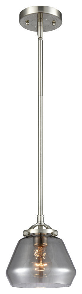 Fulton 1-Light Mini Pendant, Brushed Satin Nickel, Plated Smoke