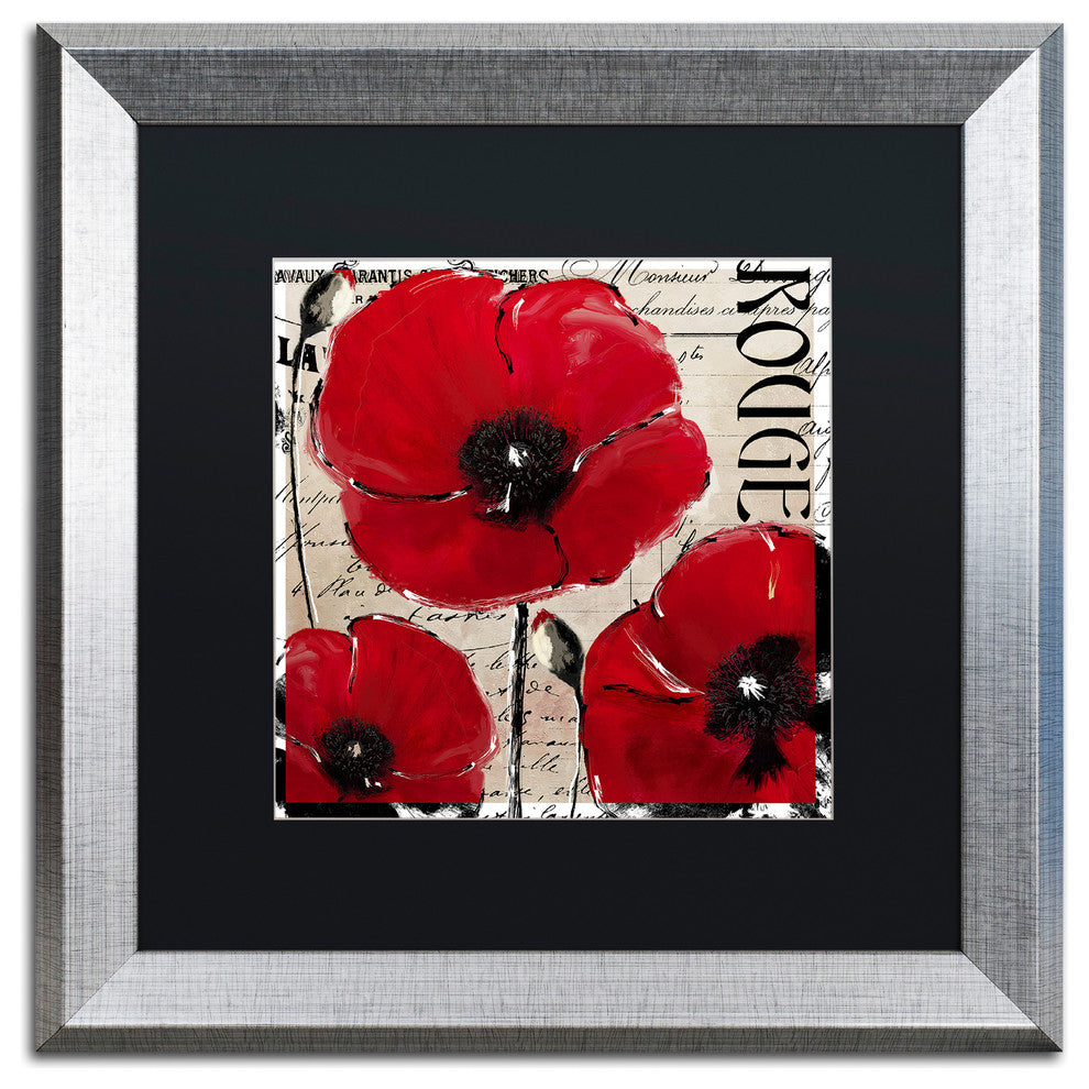 Color Bakery 'Rouge Two' Art, Silver Frame, Black Matte, 16"x16"