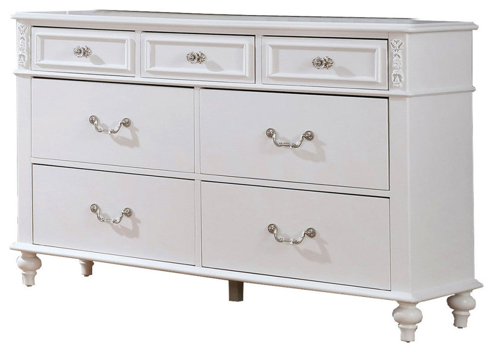 Wooden Dresser Chest with 7 Drawers, White