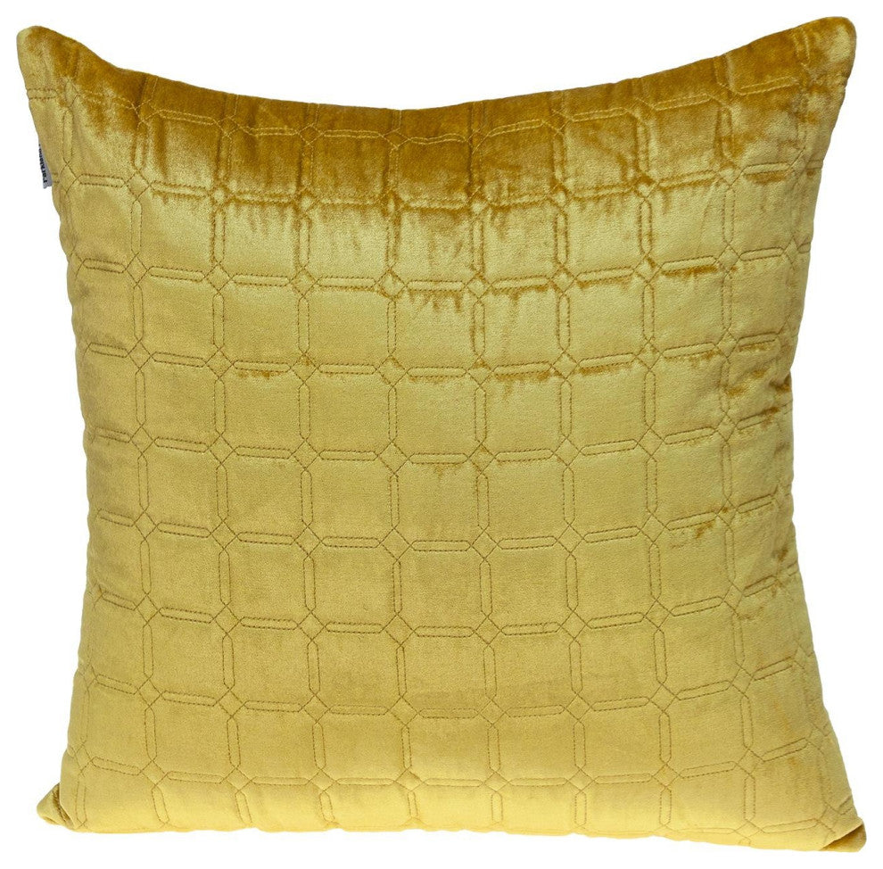 Yellow Quilted Decorative Throw Pillow