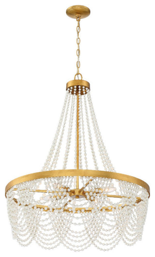 Crystorama FIO-A9104-GA-WH, 4-Light Chandelier, Antique Gold