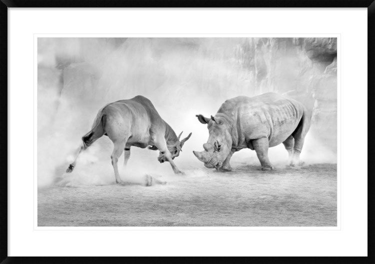 "Combat" Framed Digital Print by Juan Luis Duran, 38"x26"
