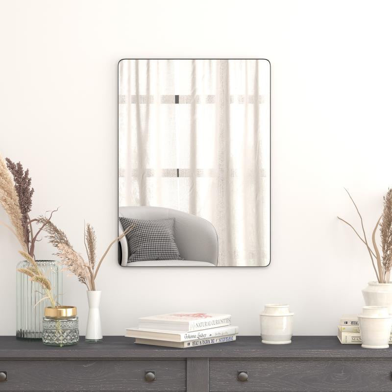 Susan Wall Mirror Hangs Horizontally or Vertically, Black, 22" X 30"