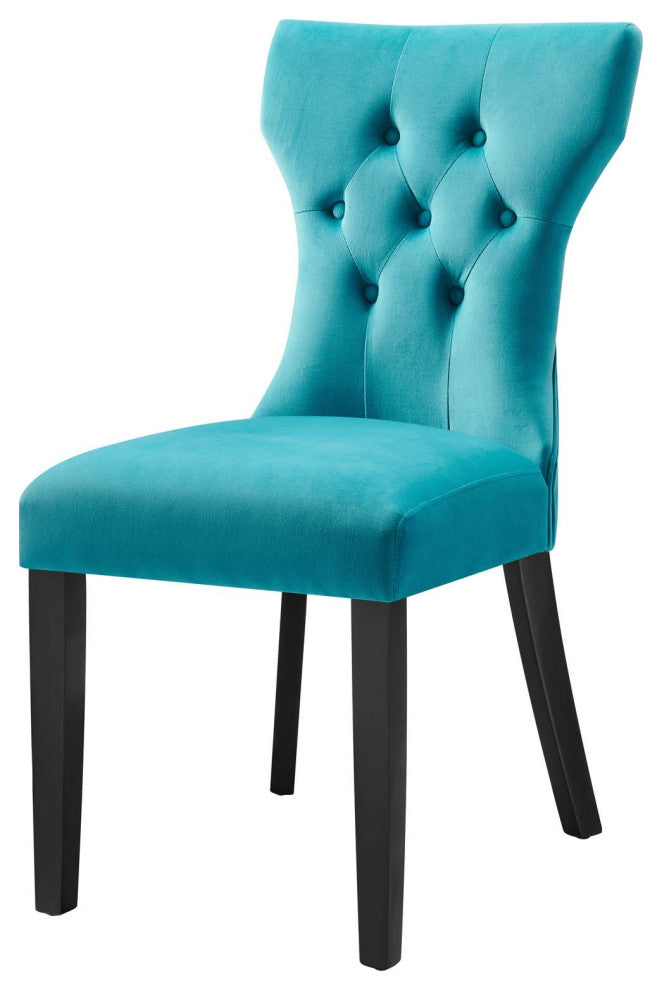 Side Dining Chair, Set of 2, Blue, Velvet, Modern, Cafe Bistro Hospitality