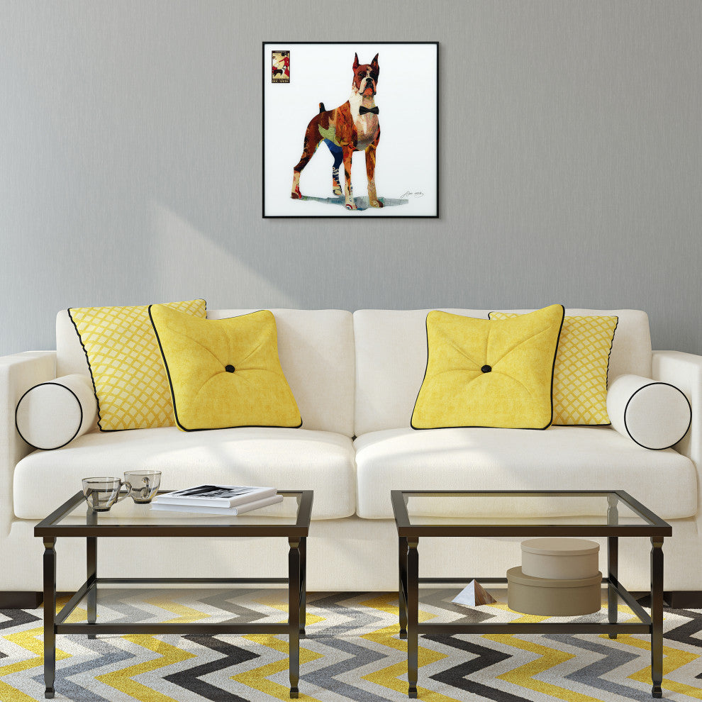 "The Boxer" Printed Dog Wall Art With Black Anodized Aluminum Frame