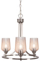 Paramount Uplight 3-Light Chandelier, Brushed Nickel, 5" Silver Textured Glass