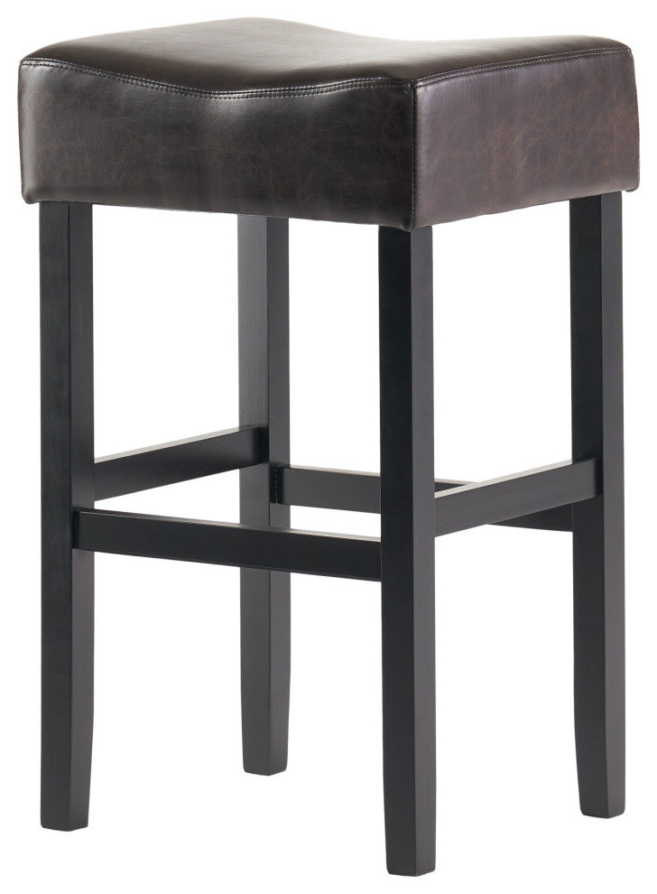 GDF Studio Adler Brown Leather Backless Bar Stools, Set of 2