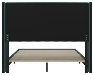 Bianca Upholstered Platform Bed w/Vertical Stitched Wingback Headboard, Emerald Velvet, Queen