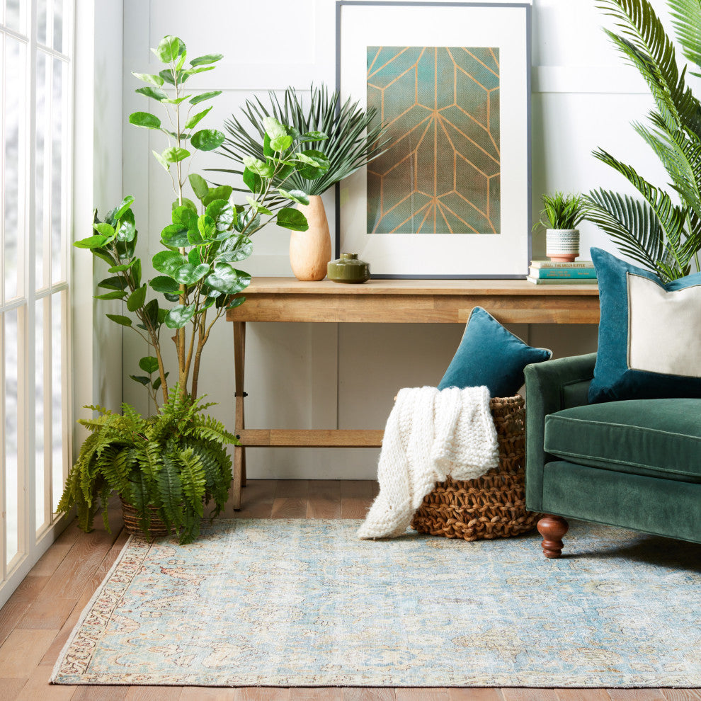 Jaipur Living Stag Oriental Teal/Gold Area Rug, 2'6"x8'