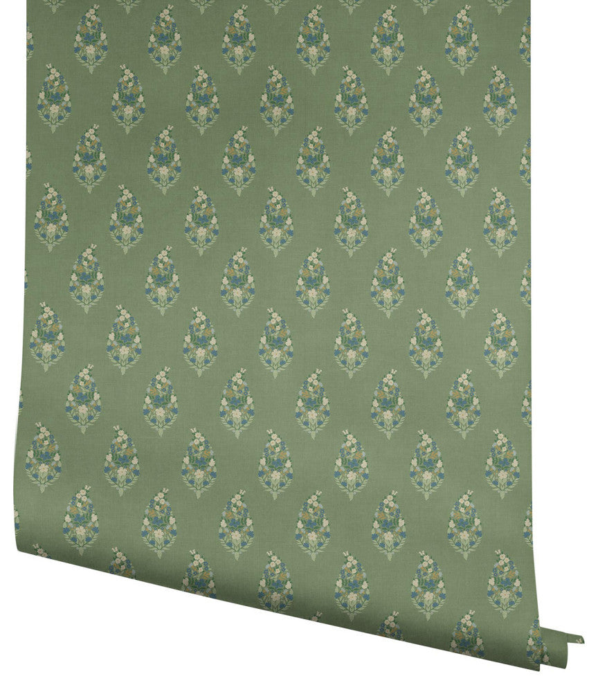 Paisley Green Wallpaper