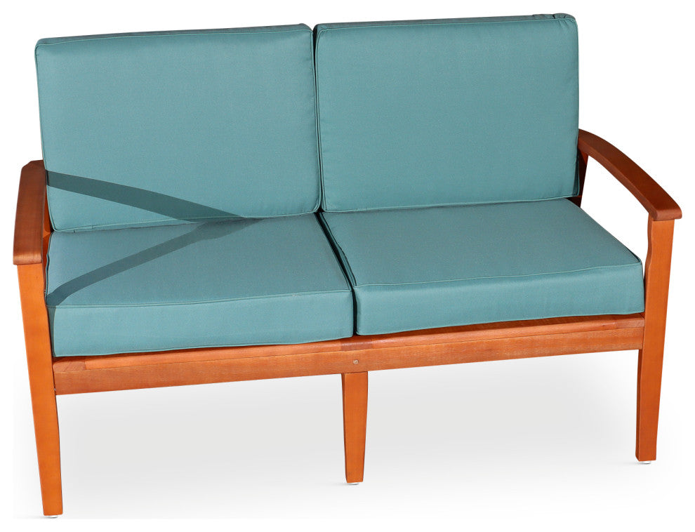 DTY Outdoor Living Longs Peak Eucalyptus Loveseat w/ Cushion, Natural Oil, Sage