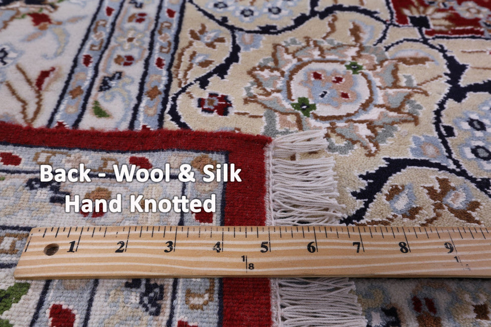 Wool & Silk Persian Nain Hand Knotted Rug 8' 0" X 10' 2" - Q14720
