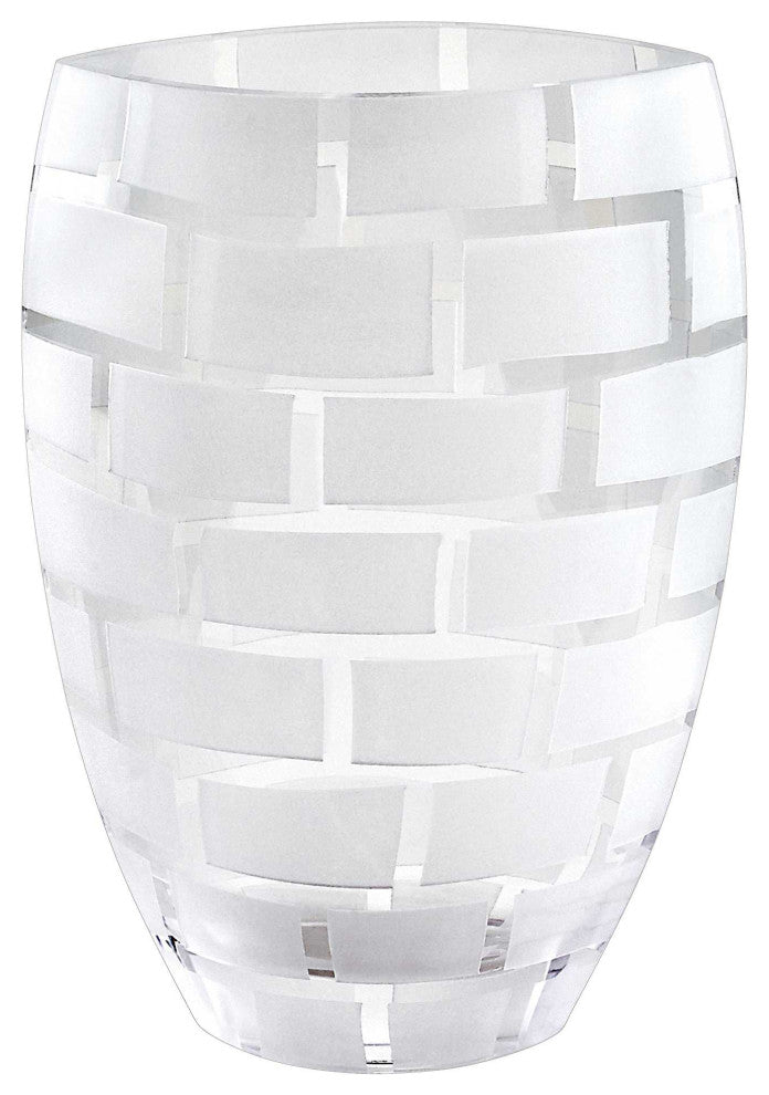 HomeRoots 12" Mouth Blown Frosted Crystal European Made Wall Design Vase