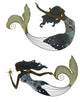 Distressed Metal Art Toille Bodice Mermaid and Star Wall Sculpture Set of 2