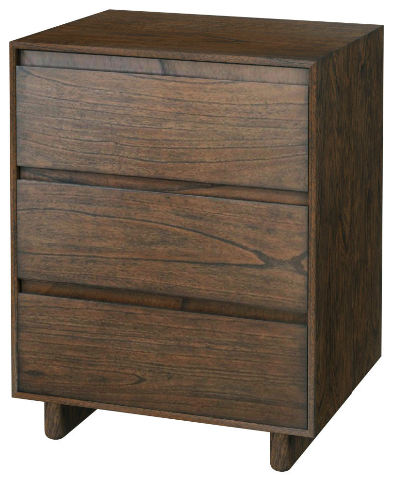Halmstad Wood Panel 3 Drawer Narrow Nightstand, Walnut