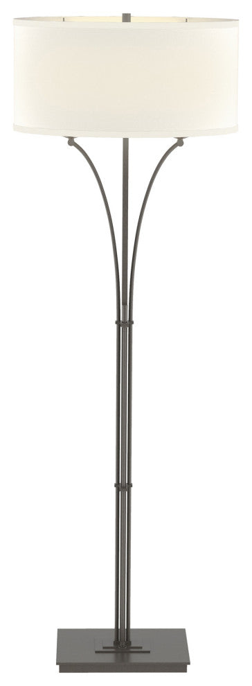 Contemporary Formae Floor Lamp, Dark Smoke, Flax Shade