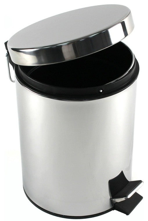 Round Polished Chrome Waste Bin With Pedal