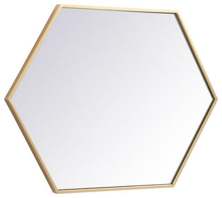 Elegant Decor Eternity 34" x 24" Hexagonal Metal Frame Mirror in Brass
