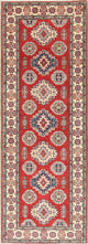 Pakistani Kazak Traditional Oriental Hand-Knotted Runner Rug, Red, 7'11"X2'9"