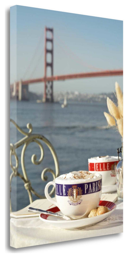 French Coffee For Two Golden Gate Bridge 1 Giclee Wrap Canvas Wall Art