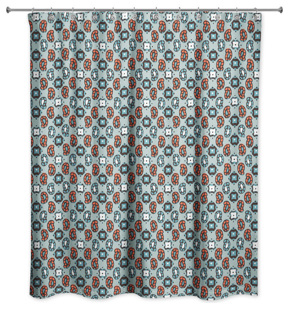 Tiny Paisley Pattern in Blue Shower Curtain