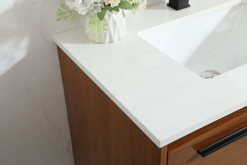 Rabi Single Bathroom Vanity, Teak, 30"