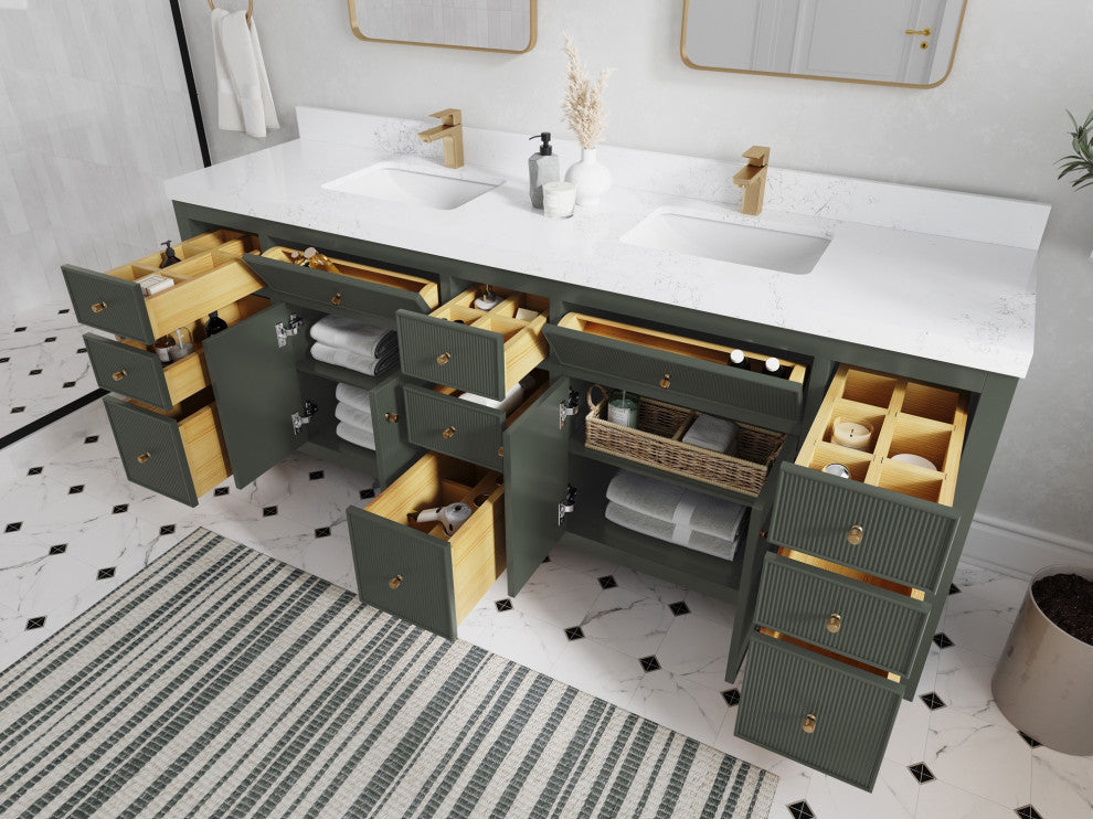 Sonoma 84" Double Sink Bath Vanity in Pewter Green, 2" Viola Night