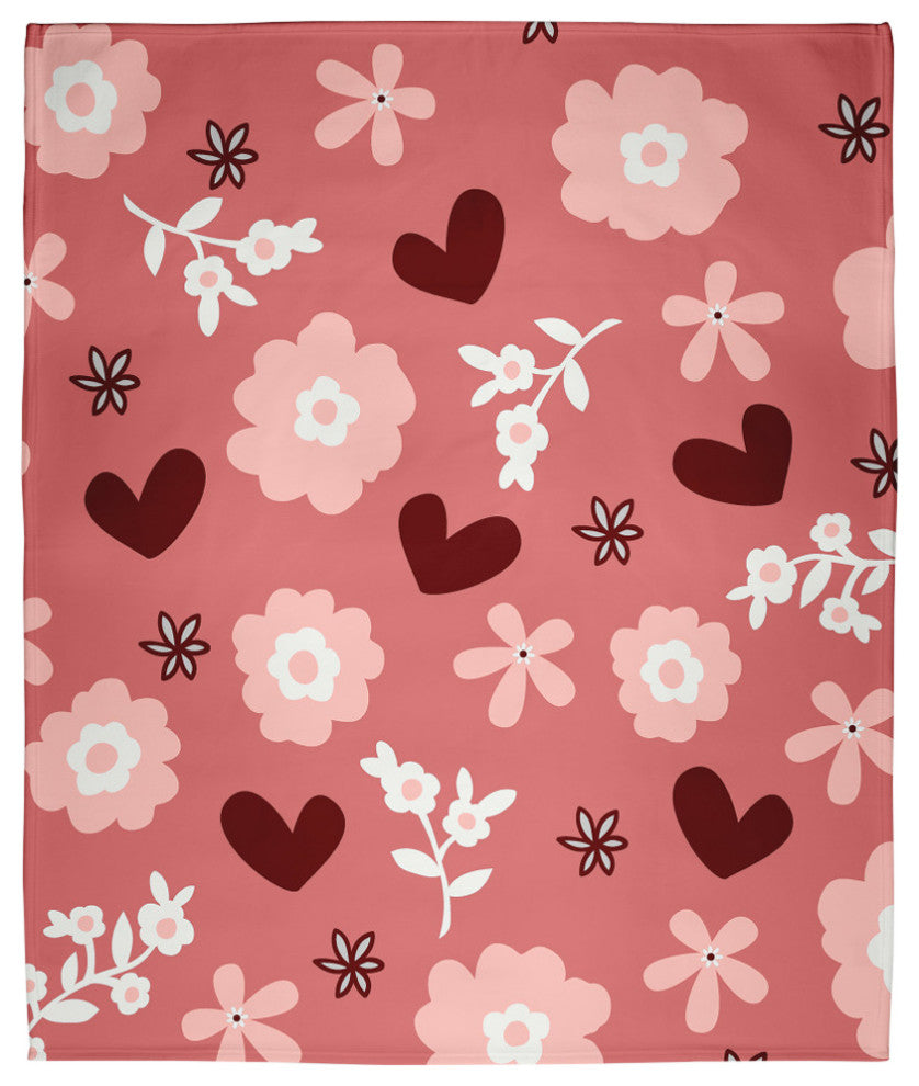 60x80" Flowery Love Valentine's Throw Blanket, Pink