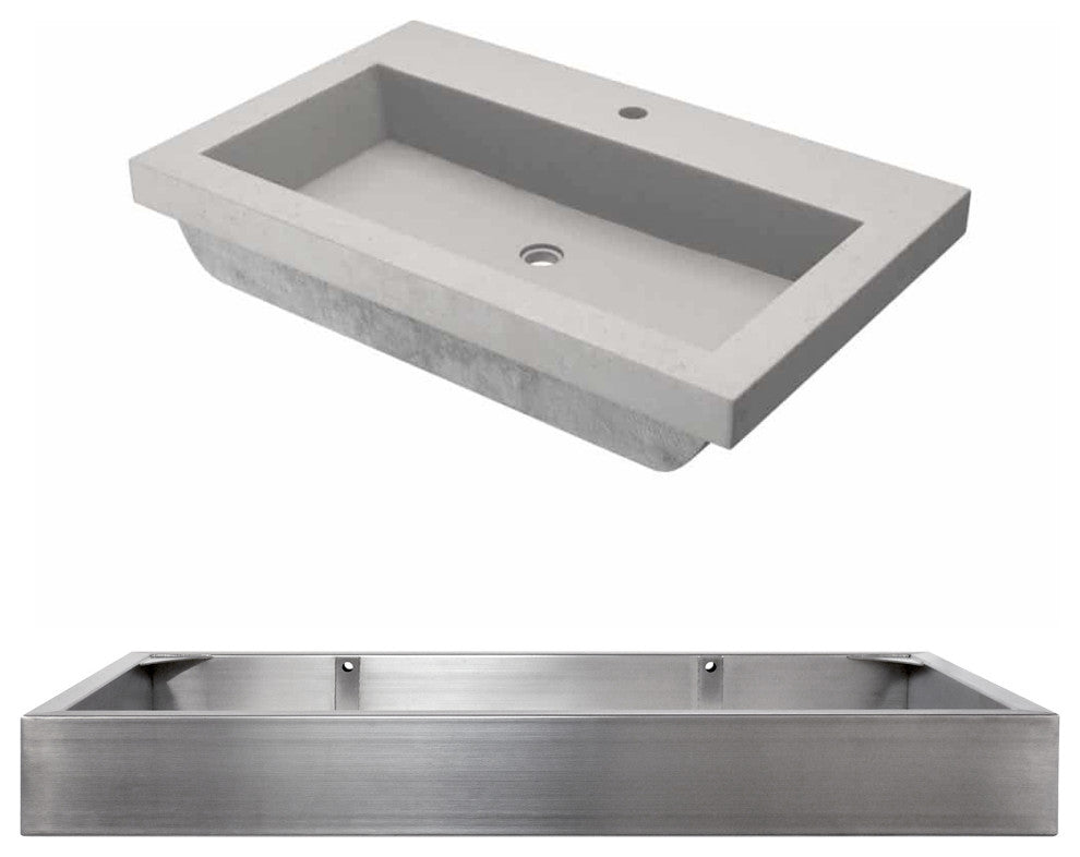 36" Zaca Vanity Base with NativeStone Trough in Ash