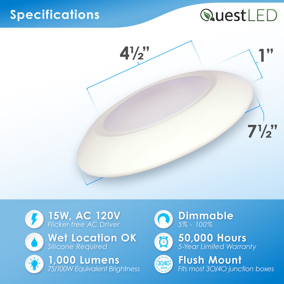 20 Pack LED 5/6" Inch Slim Disk Light Dimmable, Warm White 3000k, 5/6", White Tr