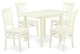 5Pc Dinette Set, Dining Table, 4 Dining Chair, Hard Wood Seat, Linen White