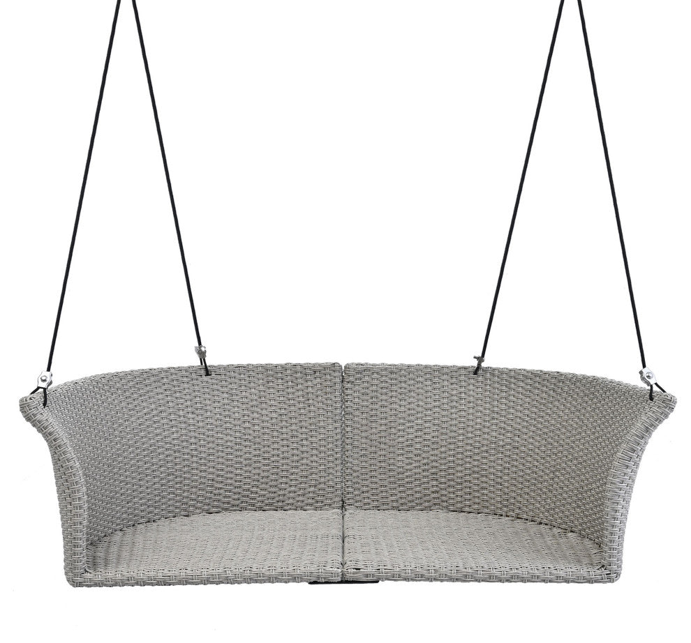 51.9" 2 Person Hanging Seat Rattan Woven Swing Chair, Gray