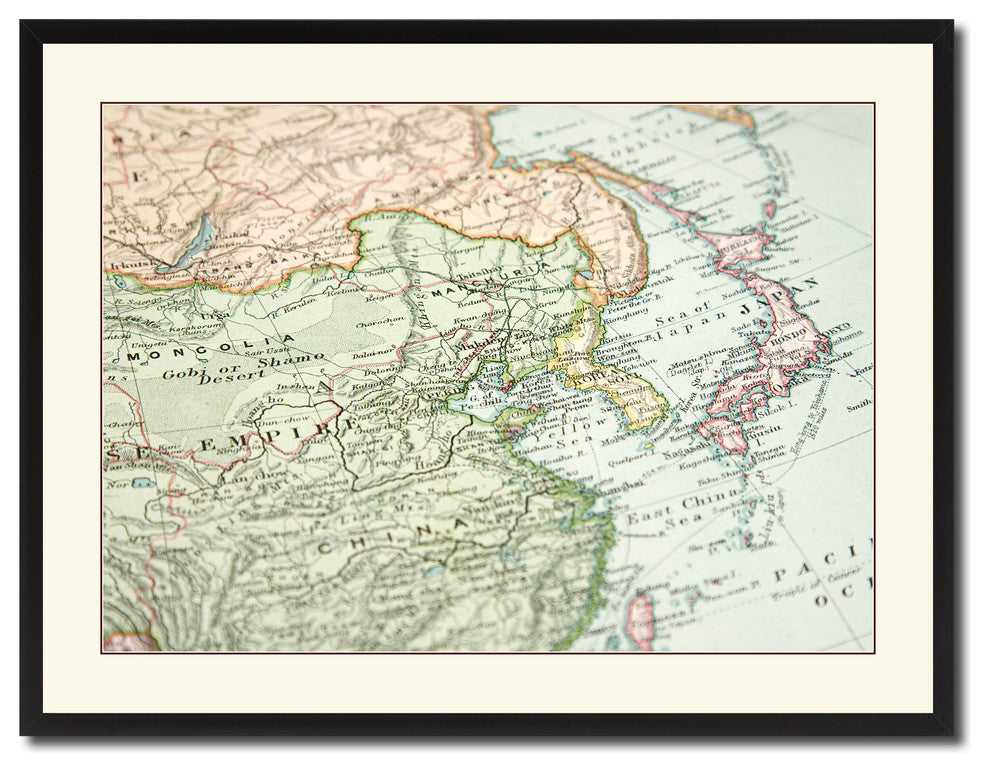 Europe Asia Vintage Antique Map Wall Art, 28"x37"