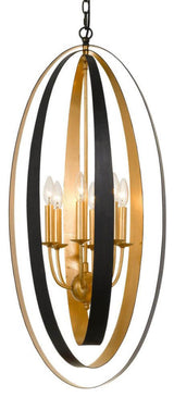 Crystorama Luna 6-Light Pendant, English Bronze and Antique Gold