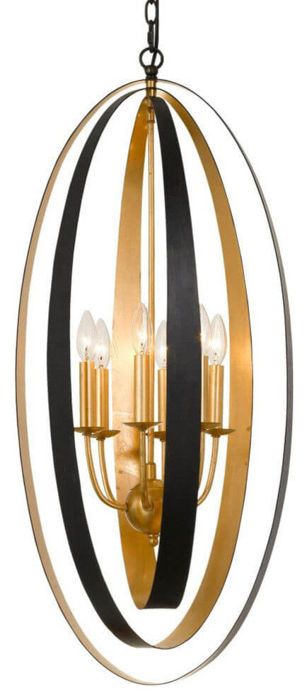 Crystorama Luna 6-Light Pendant, English Bronze and Antique Gold