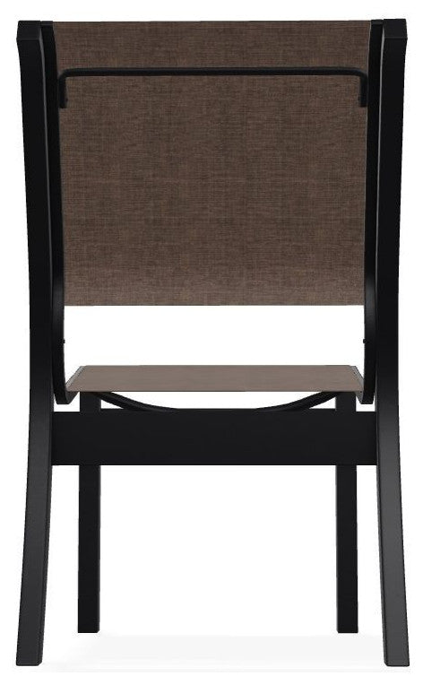 Leeward Sling Stackable Outdoor Dining Chair, Mocha/Black