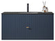 BARCELONA Wall Mount Modern Bathroom Vanity, Dark Blue, 42", Black Countertop