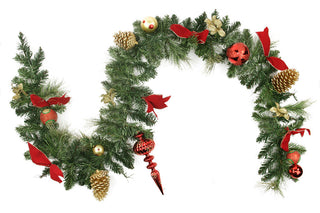 Unlit Red/Gold Decorated Garland 90 Tips, 6'